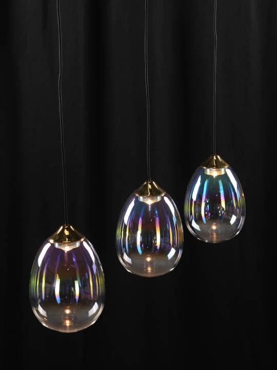 Aurora Trail – 3-Light Chandelier with Rainbow Glass Diffusers